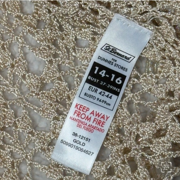 Dunnes Stores Beige Crocheted Beaded Tasseled Open Front Cardigan Medium - Picture 9 of 12